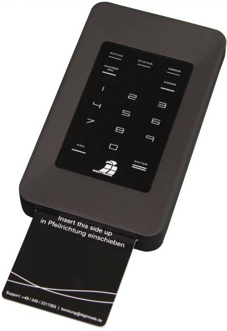 Hardwareverschlüsselte Festplatte mit Zugriffsschutz über Smartcard bei Digittrade HS256S
