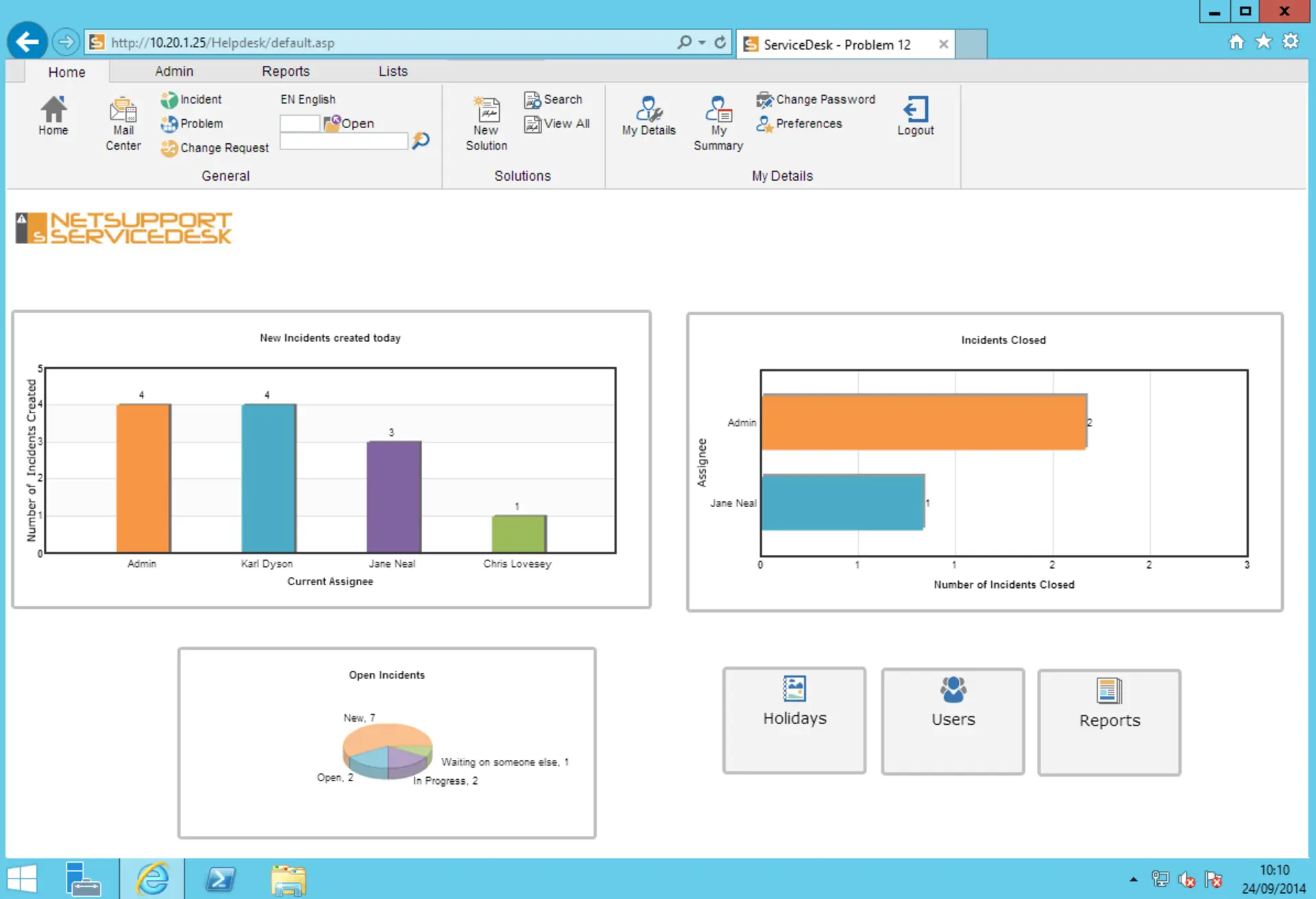 Beispielreport wie er von NetSupport ServiceDesk generiert wird