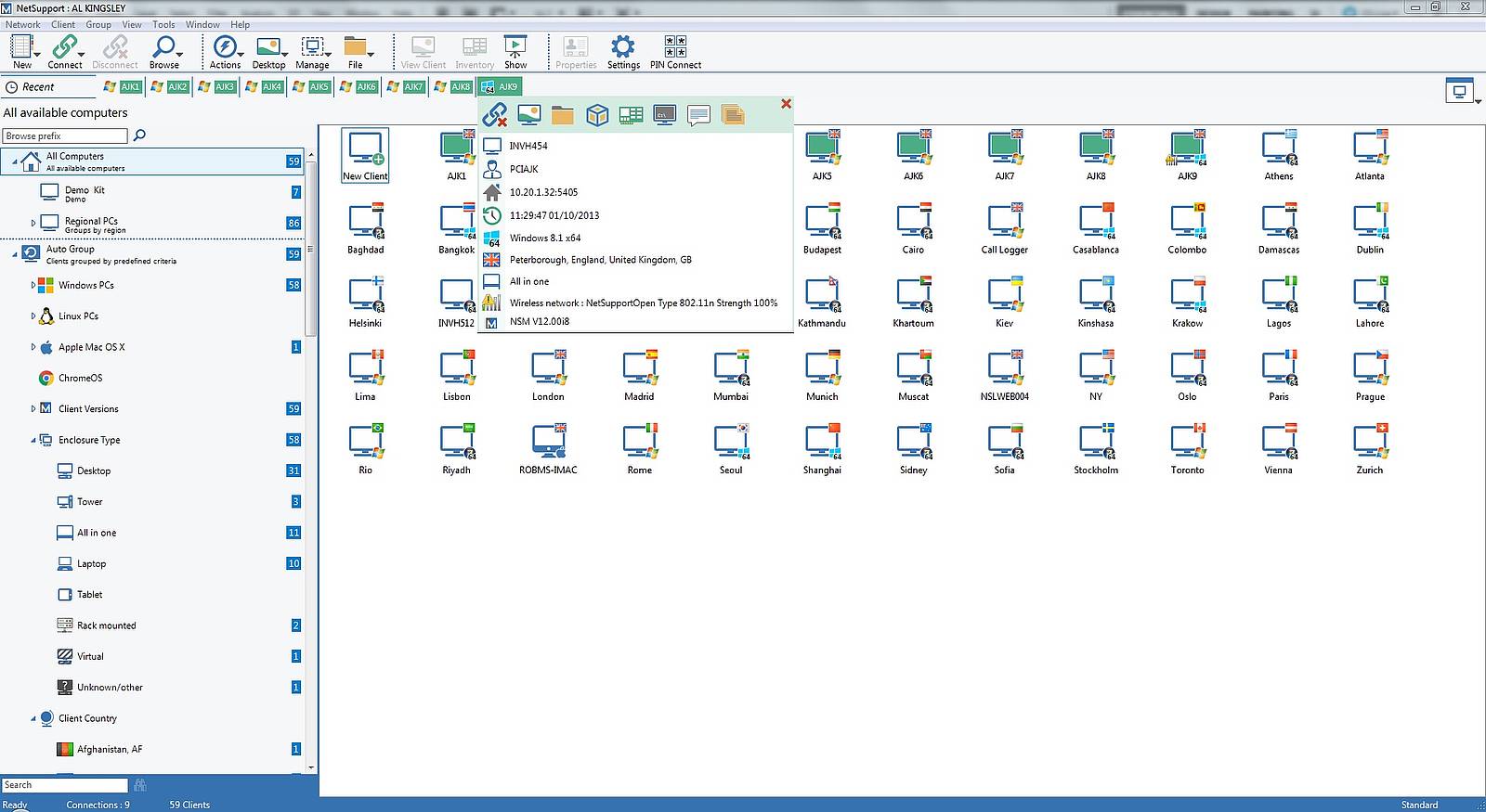 Gruppierung innerhalb der PC-Fernwartung z.B. nach Standorten oder OS